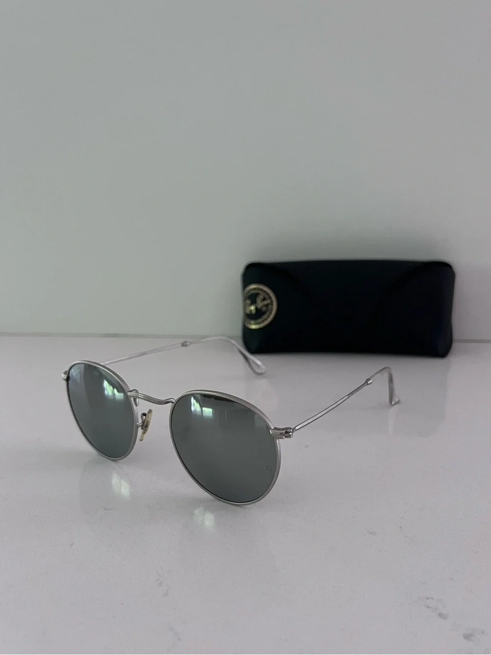 Ray-Ban Silver Frame Sunglasses with Black Case